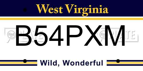 B54PXM West Virginia License Plate