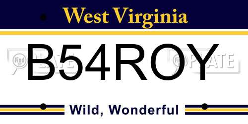 B54ROY West Virginia License Plate
