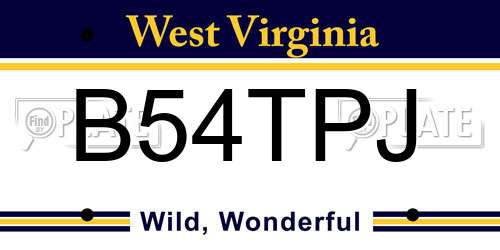 B54TPJ West Virginia License Plate