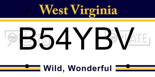 B54YBV West Virginia License Plate