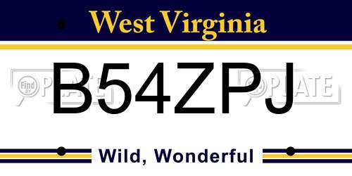B54ZPJ West Virginia License Plate