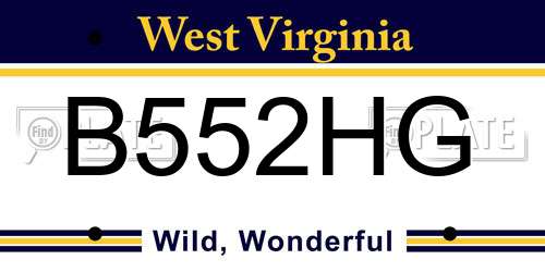 B552HG West Virginia License Plate