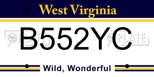 B552YC West Virginia License Plate
