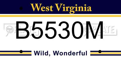 B5530M West Virginia License Plate