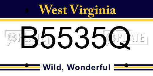 B5535Q West Virginia License Plate