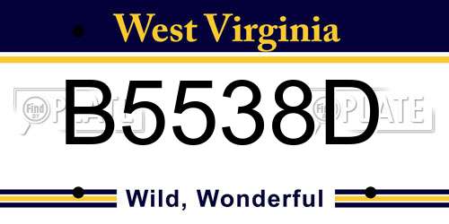 B5538D West Virginia License Plate