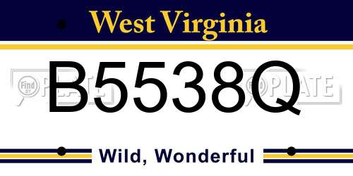 B5538Q West Virginia License Plate