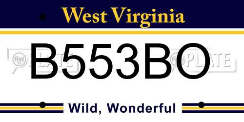 B553BO West Virginia License Plate