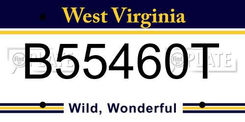 B55460T West Virginia License Plate