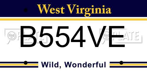 B554VE West Virginia License Plate