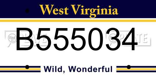 B555034 West Virginia License Plate