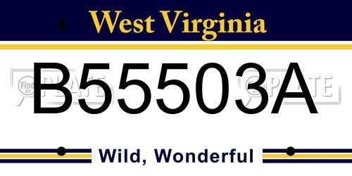 B55503A West Virginia License Plate