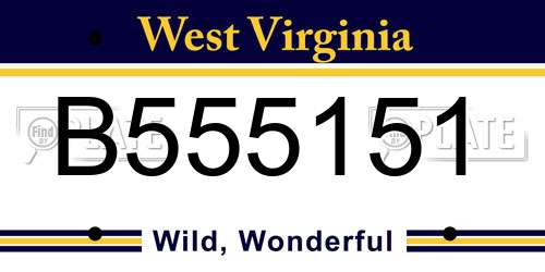 B555151 West Virginia License Plate