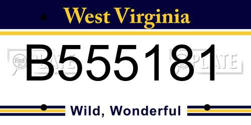 B555181 West Virginia License Plate