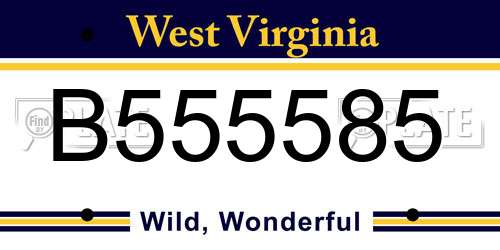 B555585 West Virginia License Plate