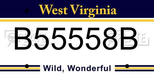 B55558B West Virginia License Plate