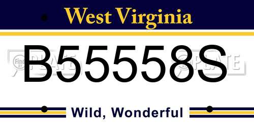 B55558S West Virginia License Plate