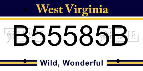 B55585B West Virginia License Plate