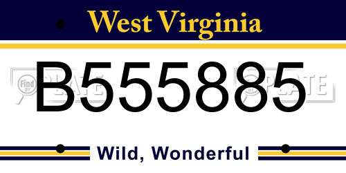 B555885 West Virginia License Plate