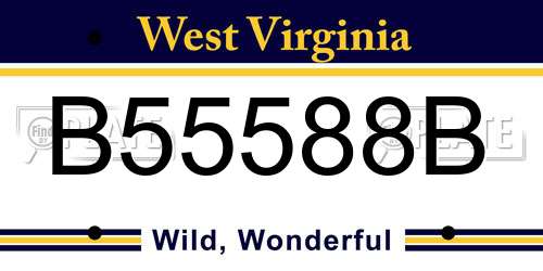 B55588B West Virginia License Plate
