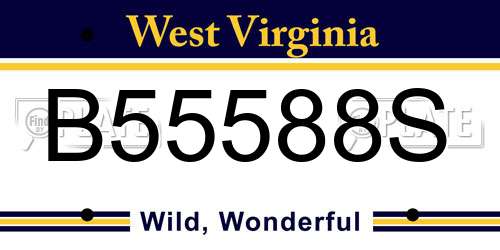 B55588S West Virginia License Plate