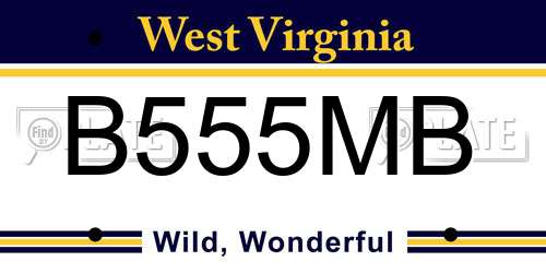 B555MB West Virginia License Plate