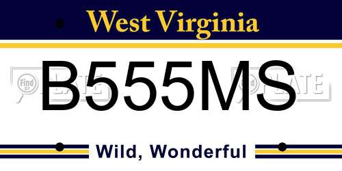 B555MS West Virginia License Plate