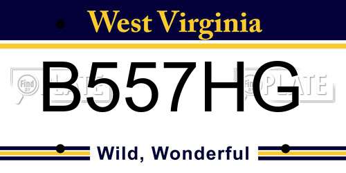 B557HG West Virginia License Plate