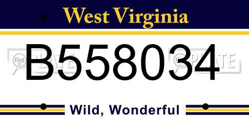B558034 West Virginia License Plate