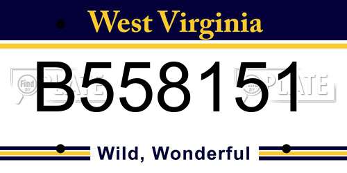 B558151 West Virginia License Plate
