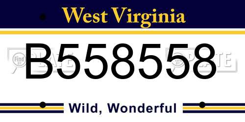 B558558 West Virginia License Plate