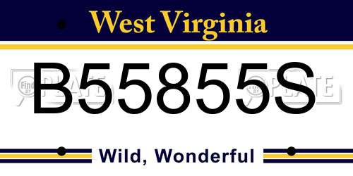 B55855S West Virginia License Plate