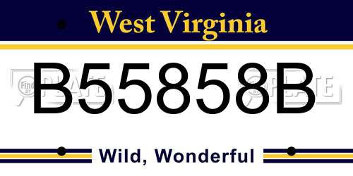 B55858B West Virginia License Plate