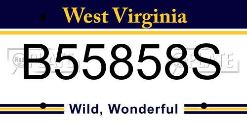 B55858S West Virginia License Plate