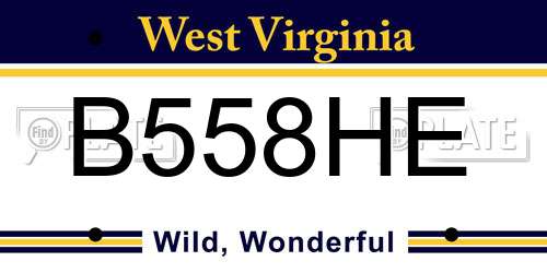 B558HE West Virginia License Plate