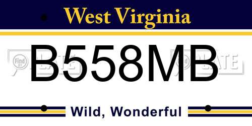 B558MB West Virginia License Plate