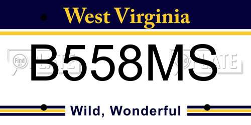 B558MS West Virginia License Plate
