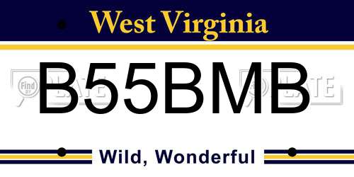 B55BMB West Virginia License Plate