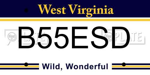 B55ESD West Virginia License Plate