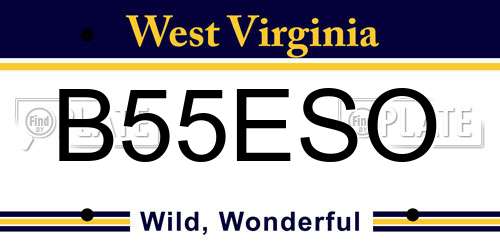 B55ESO West Virginia License Plate