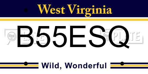 B55ESQ West Virginia License Plate
