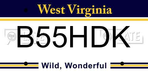 B55HDK West Virginia License Plate