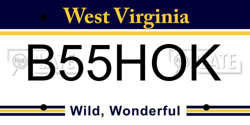 B55HOK West Virginia License Plate
