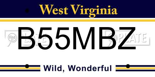 B55MBZ West Virginia License Plate