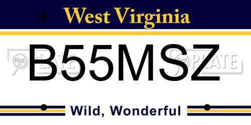 B55MSZ West Virginia License Plate