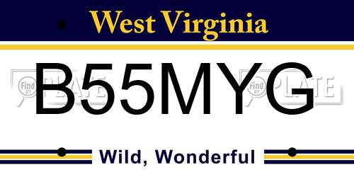B55MYG West Virginia License Plate