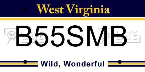B55SMB West Virginia License Plate