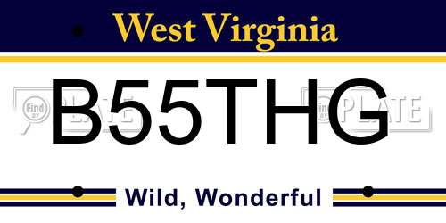 B55THG West Virginia License Plate