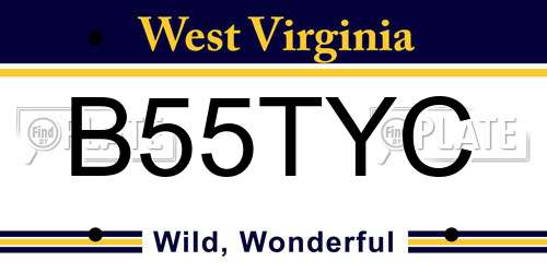 B55TYC West Virginia License Plate