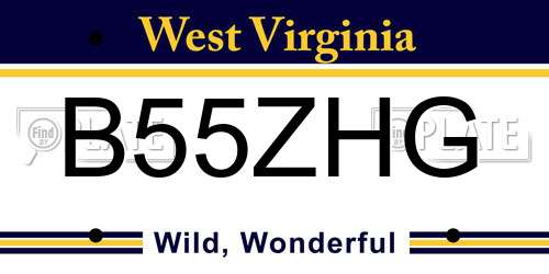 B55ZHG West Virginia License Plate